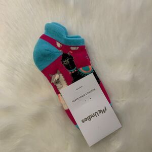 MeUndies Supima Cotton Pink Blue Llama ankle socks size Medium